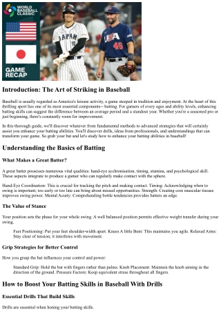 introduction the art of striking in baseball