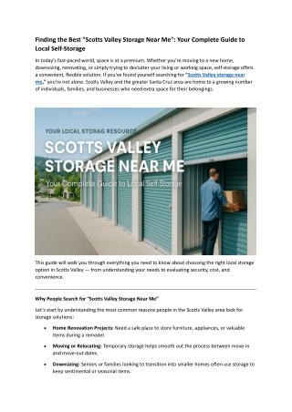 Finding the Best "Scotts Valley Storage Near Me": Your Complete Guide to  Local