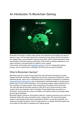 Blockchain Gaming: A Beginner’s Guide