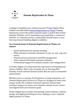 Domain Registration In Thane