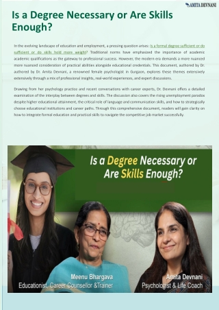Is a Degree Necessary or Are Skills Enough?