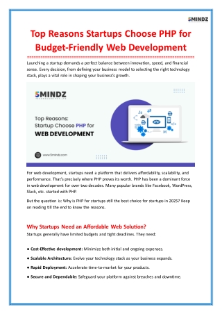 Top Reasons Startups Choose PHP for Budget-Friendly Web Development