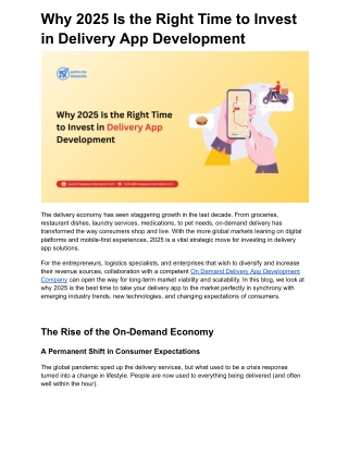 Why 2025 Is the Right Time to Invest in Delivery App Development
