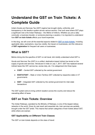 Understand the GST on Train Tickets_ A Complete Guide