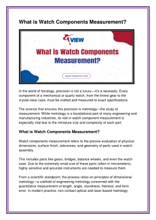 What is Watch Components Measurement?