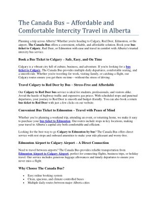 the canada bus affordable and comfortable