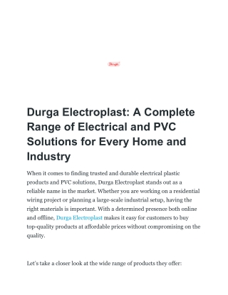 Electrical and PVC Solutions for Every Home and Industry