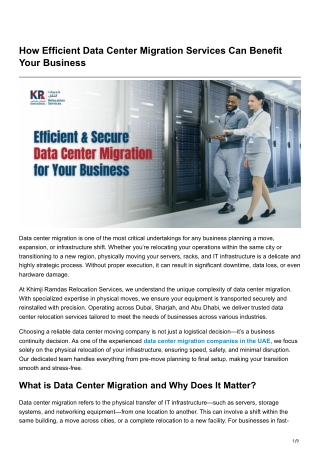 How Efficient Data Center Migration Services Can Benefit Your Business
