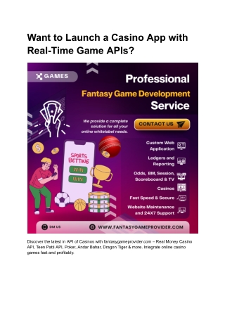 want to launch a casino app with real time game
