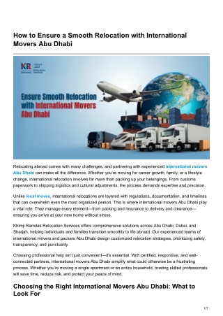 How to Ensure a Smooth Relocation with International Movers Abu Dhabi