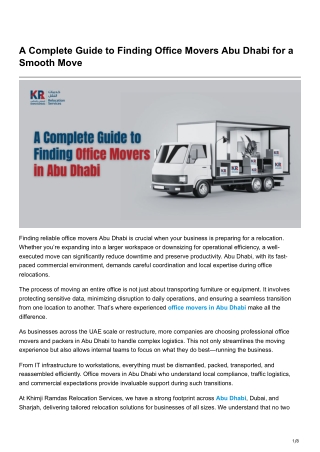A Complete Guide to Finding Office Movers Abu Dhabi for a Smooth Move