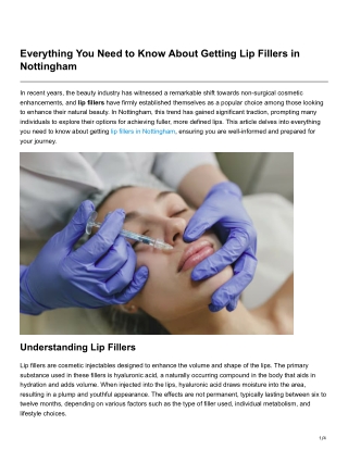 Everything You Need to Know About Getting Lip Fillers in Nottingham