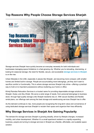 Top Reasons Why People Choose Storage Services Sharjah