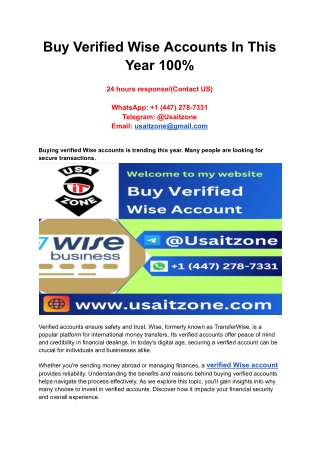 buy verified wise accounts in this year 100