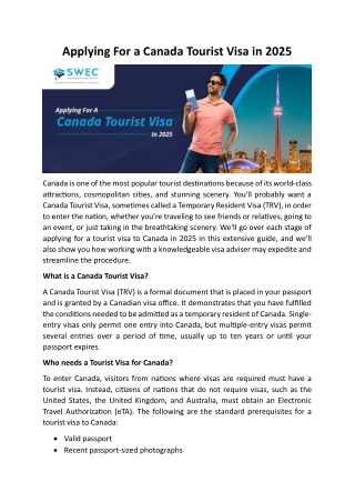 Applying For A Canada Tourist Visa In 2025