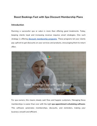Boost Bookings Fast with Spa Discount Membership Plans