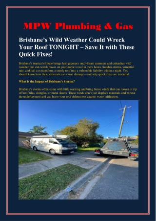 Brisbane’s Wild Weather Could Wreck Your Roof TONIGHT – Save It with These Quick Fixes!