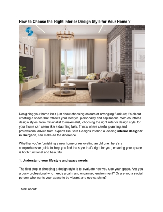 How to Choose the Right Interior Design Style for Your Home