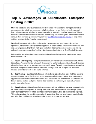 Top 5 Advantages of QuickBooks Enterprise Hosting in 2025