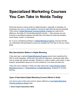 Specialized Marketing Courses You Can Take in Noida Today