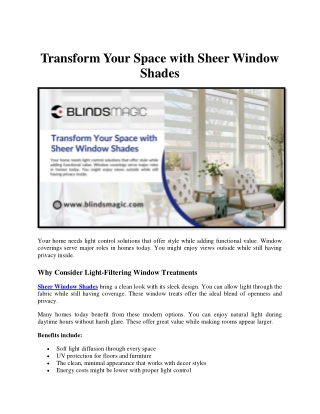 Transform Your Space with Sheer Window Shades