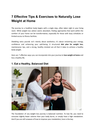 Lose Weight at Home 7 Natural Tips & Diet Plan That Work