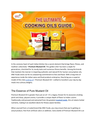 Elevate Your Everyday Cooking with DNV Foods’ Premium Mustard Oil
