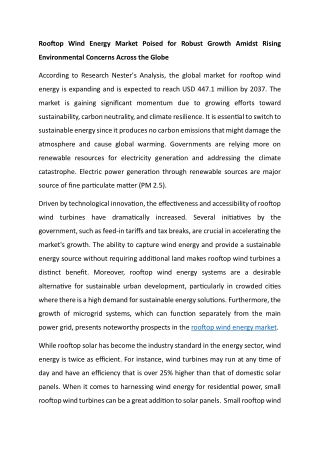 Rooftop Wind Energy Market Poised for Robust Growth Amidst Rising Environmental