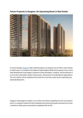 future property in gurgaon an upcoming boom