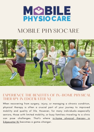Experience The Benefits of In-Home Physical Therapy in Edgewater NJ