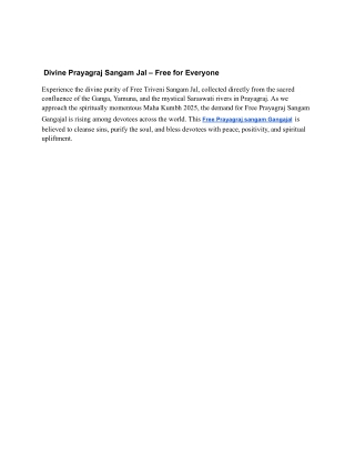 Divine Prayagraj Sangam Jal – Free for Everyone