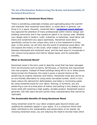 The Art Of Reclamation Rediscovering The Beauty And Sustainability Of Reclaimed Wood Decor