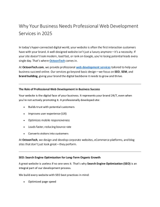 Why Your Business Needs Professional Web Development Services in 2025