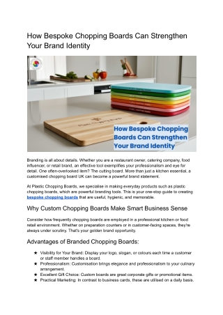 How Bespoke Chopping Boards can Strengthen Your Brand Identity
