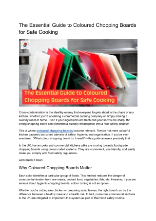 The Essential Guide to Coloured Chopping Boards for Safe Cooking