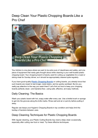 Deep Clean Your Plastic Chopping Boards Like a Pro Chef