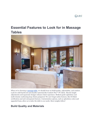 essential features to look for in massage tables