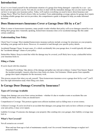 Insurance and Garage Doors: What You Need to Know After an Accident