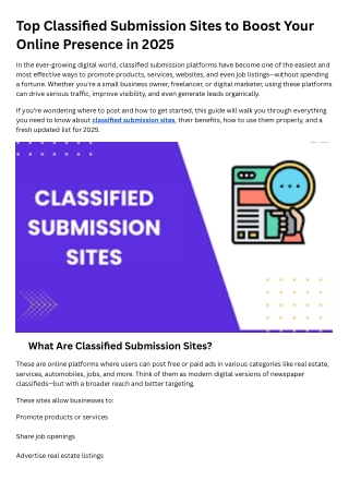 Classified Submission Sites