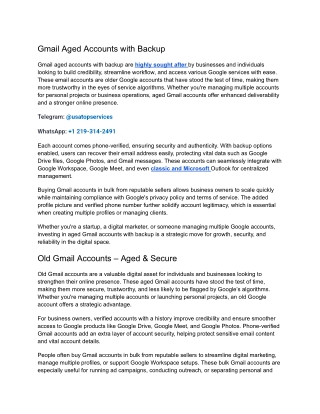 gmail aged accounts with backup
