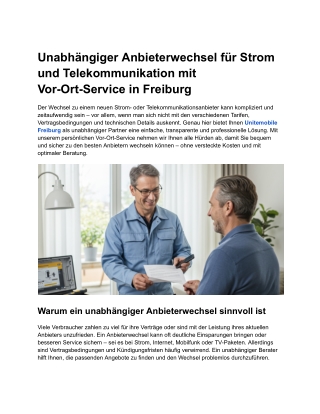 Unabhängiger Anbieterwechsel für Strom und Telekommunikation mit Vor-Ort-Service in Freiburg