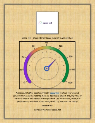Netspeed.net Fast & Reliable Internet Speed Test Tool