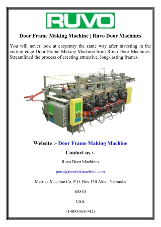 Door Frame Making Machine   Ruvo Door Machines