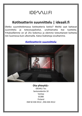 Kotiteatterin suunnittelu  ideaali.fi