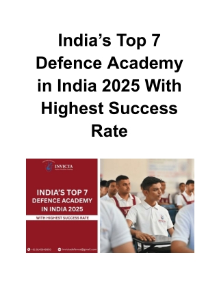 India’s Top 7 Defence Academy in India 2025 With Highest Success Rate