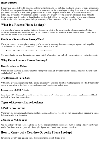 Free Reverse Phone Lookup: Your Guide to Finding Unidentified Callers
