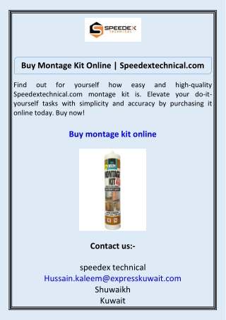 Buy Montage Kit Online Speedextechnical.com