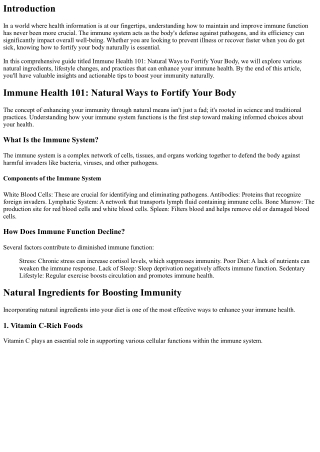 Immune Health 101: Natural Ways to Fortify Your Body