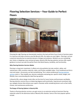 Flooring Selection Services  Your Guide to Perfect Floors