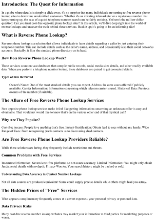 Can You Trust Free Reverse Phone Lookup Sites? Here's the Reality!